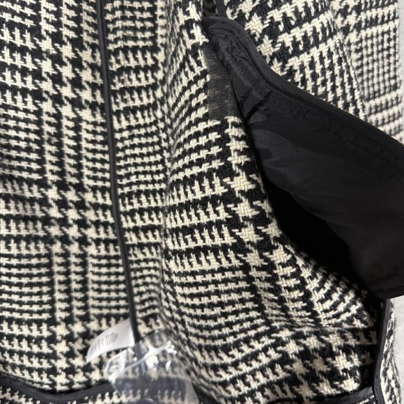 Talbots Women's Black & Off White Houndstooth Plaid Longer Coat Jacket Sz 14 - Picture 10 of 16
